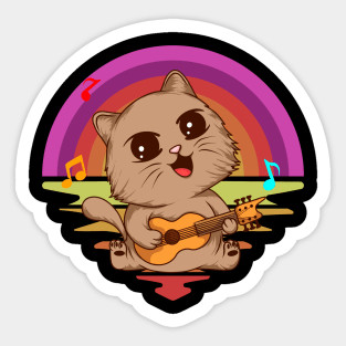 Kitty Guitar Sunset Sticker